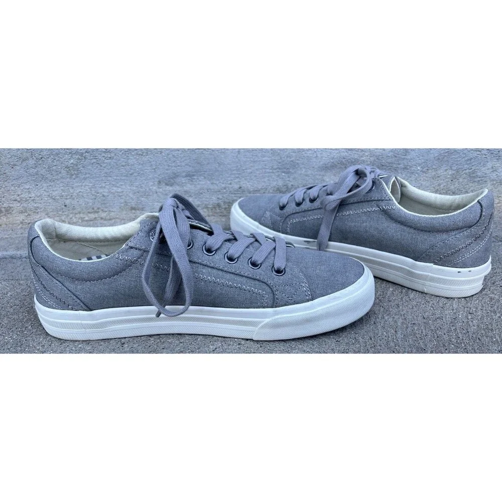 Taos Plim Soul Women's 7.5 Gray Canvas Lace-Up Sneakers - Picture 7 of 13